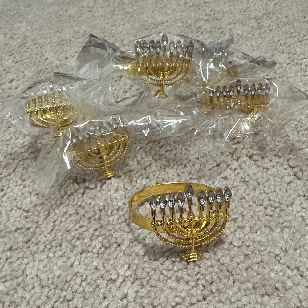New Gold and Silver Menorah Napkin Rings